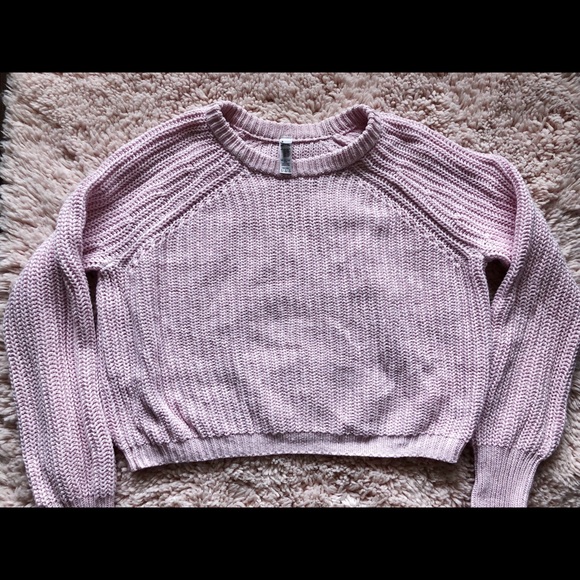 American Apparel Pink Crop Fisherman Sweater - Picture 3 of 5